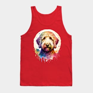 Yellow Labradoodle Dog Watercolor Artwork Tank Top